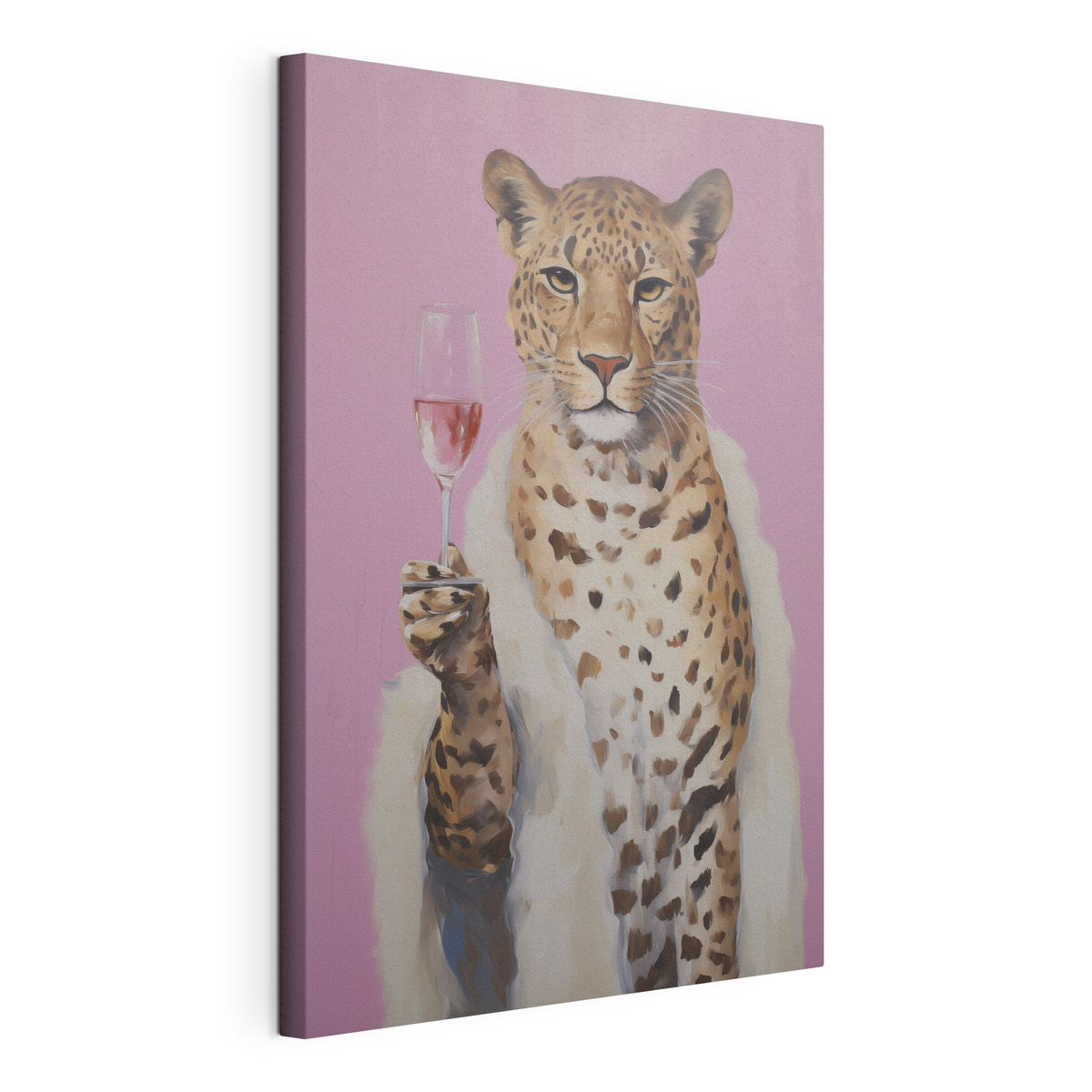 Leopard cu rosé, tablou pe pânză întinsă, cu margine continuă