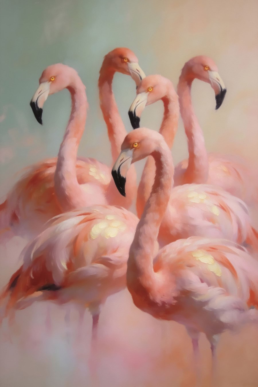 Flamingi în tonuri pastelate — design complet