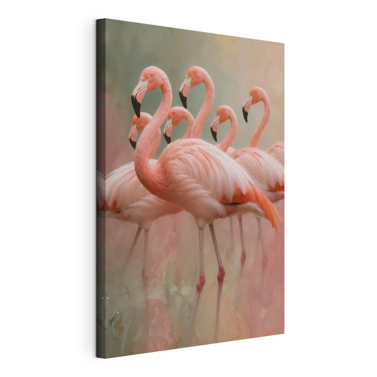 Ceată de flamingi, tablou pe pânză întinsă, cu margine continuă