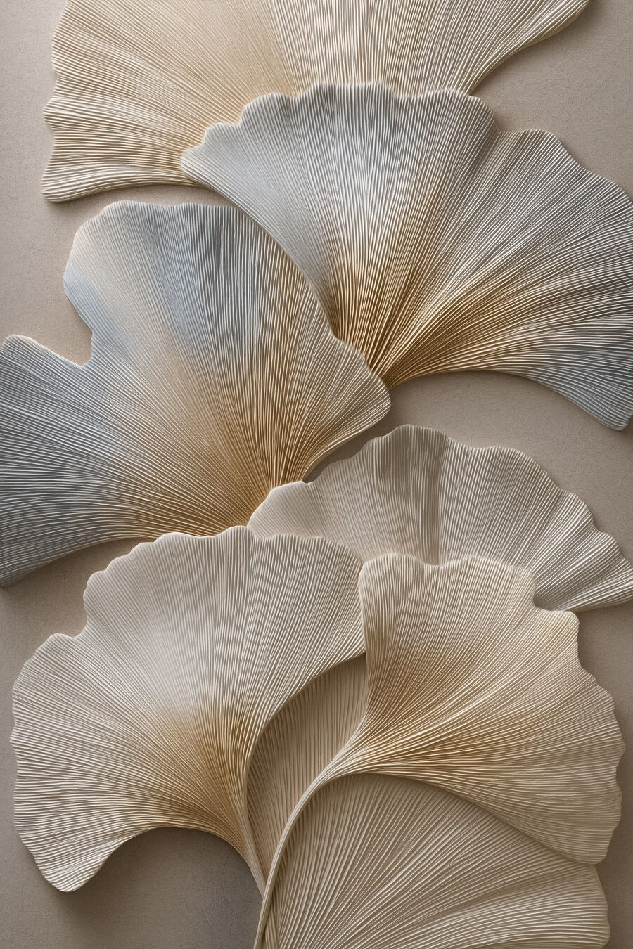 Ginkgo alb în relief — design complet
