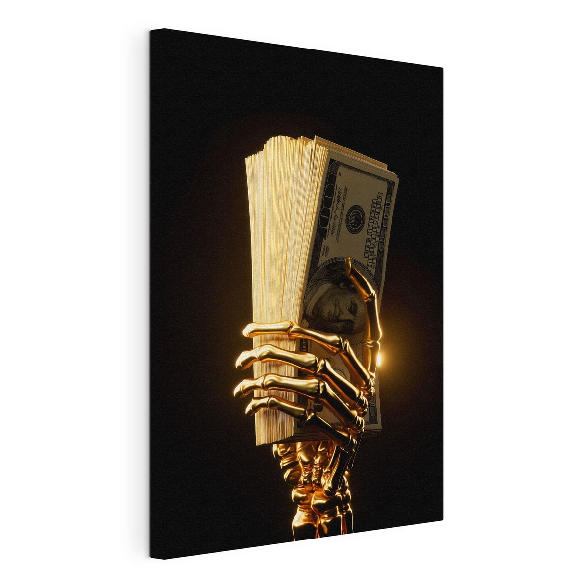 Mână metalică cu bancnote — vizualizare produs