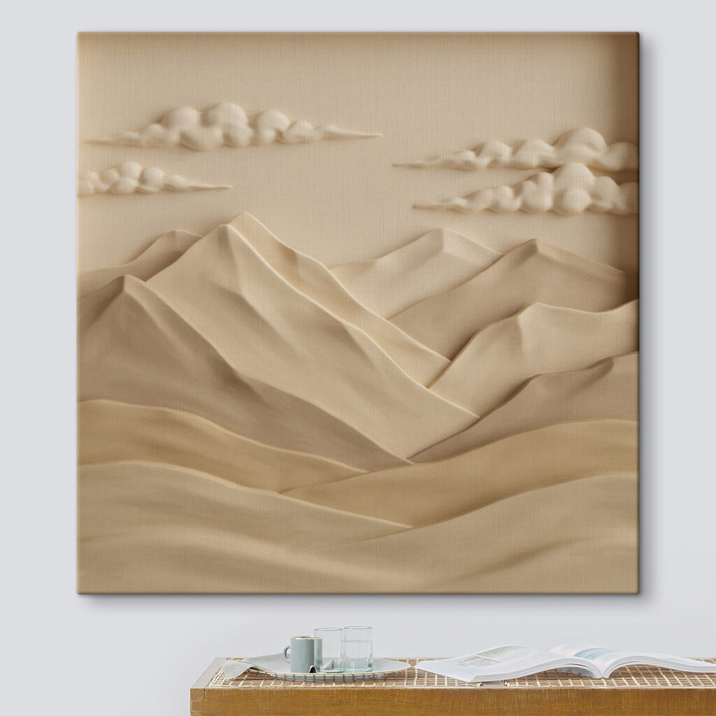Vârfuri montane în relief într-un interior
