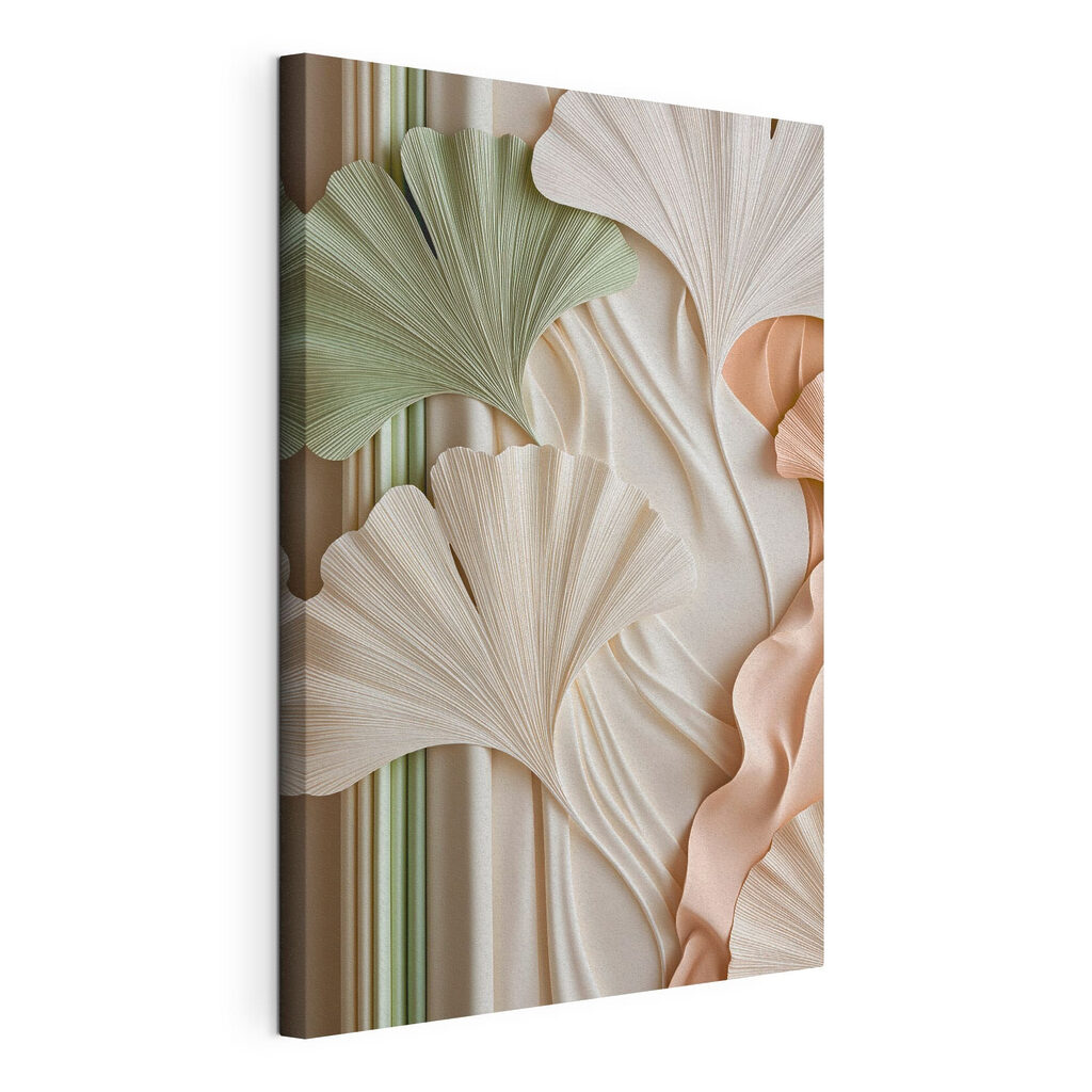 Ginkgo în pastel, tablou pe pânză întinsă, cu margine continuă