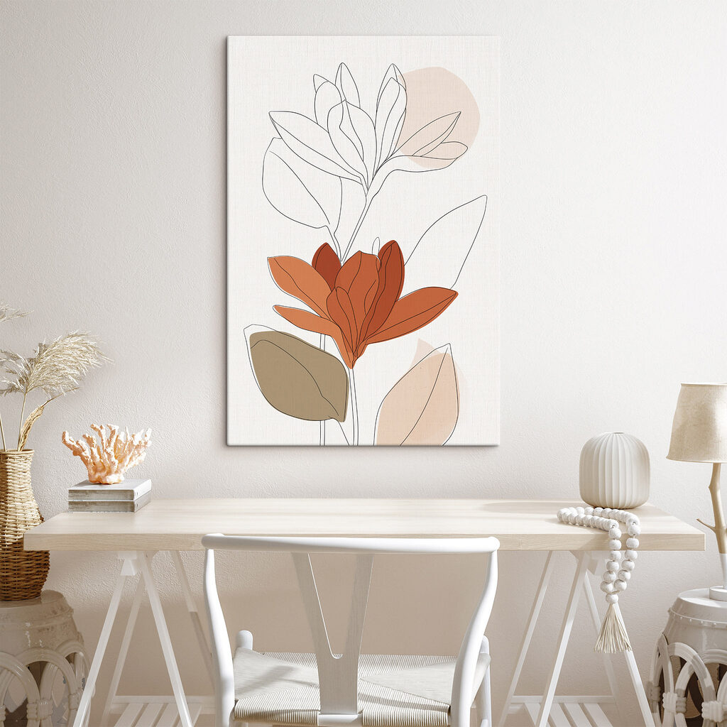 Magnolie portocalie în linii într-un interior