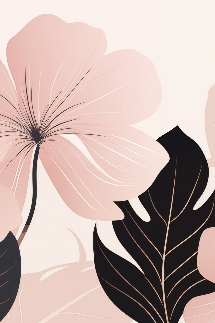 Floare roz, accente negre — design complet