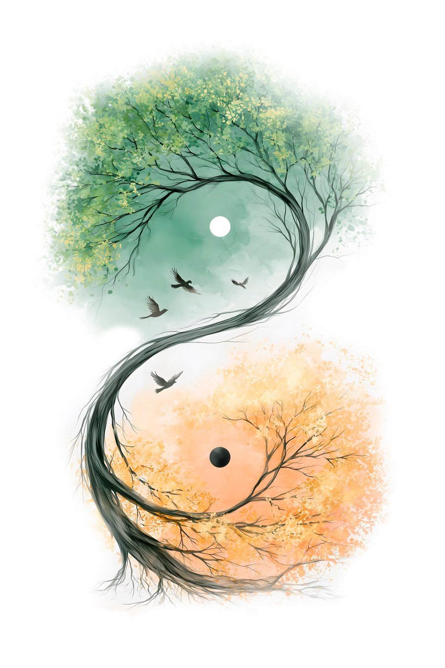 Copac în formă yin-yang — design complet