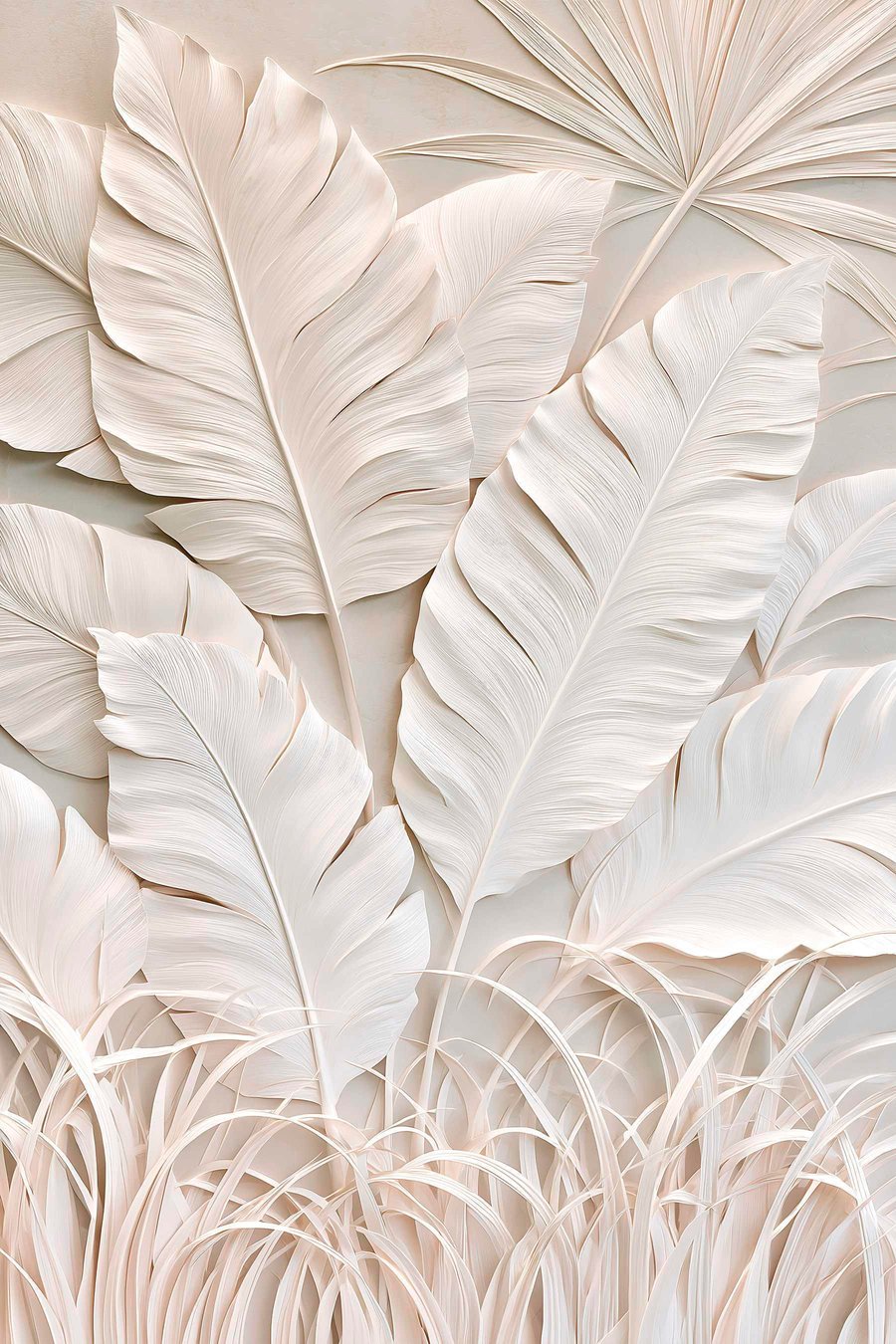 Frunze tropicale în basorelief — design complet