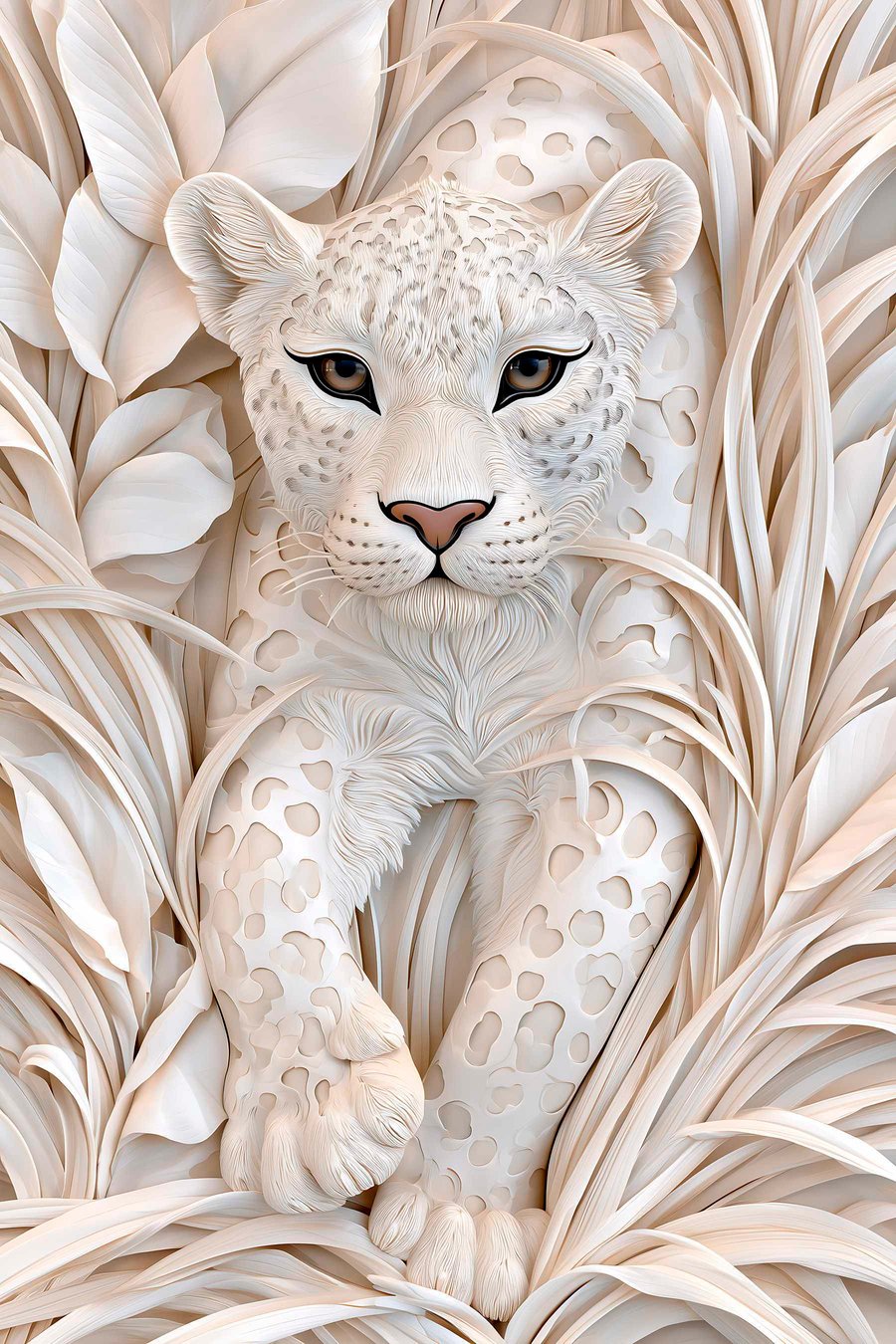 Leopard în basorelief — design complet