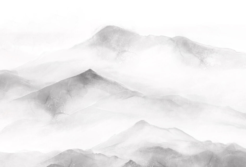 Vârfuri pale printre nori — design complet