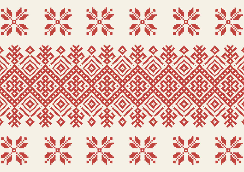 Bordură geometrică cu flori — design complet