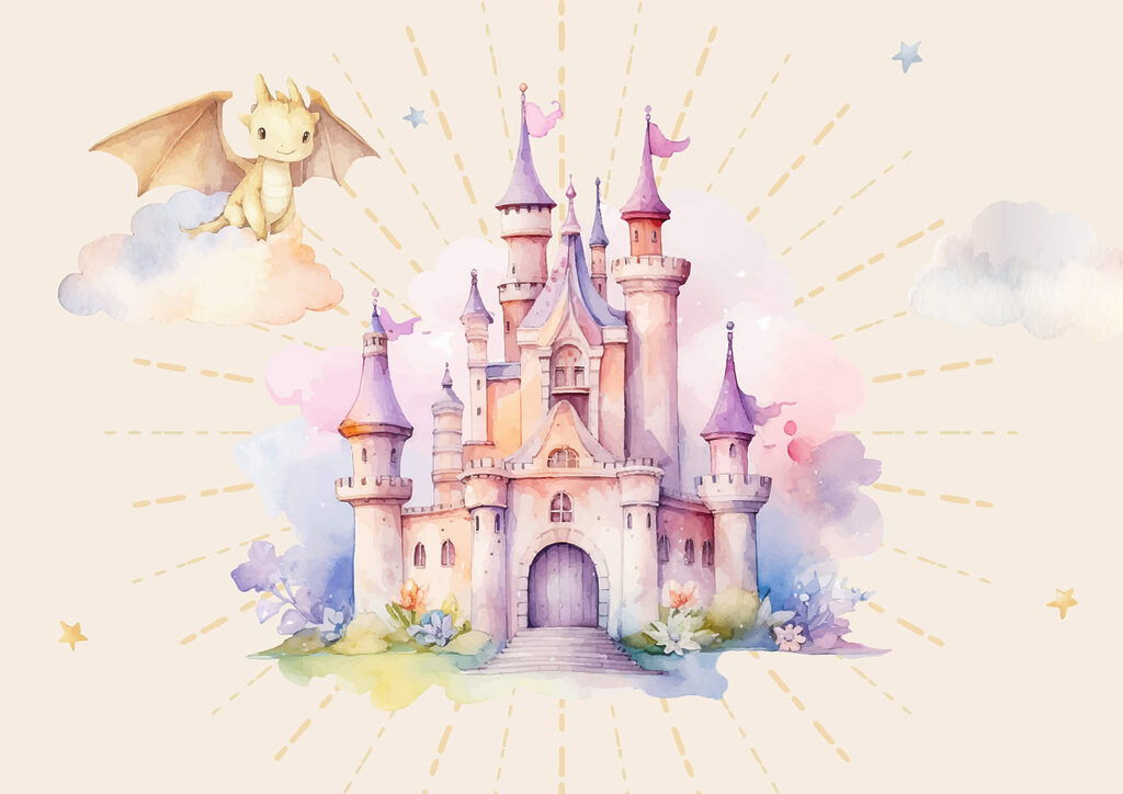 Dragon lângă castel — design complet