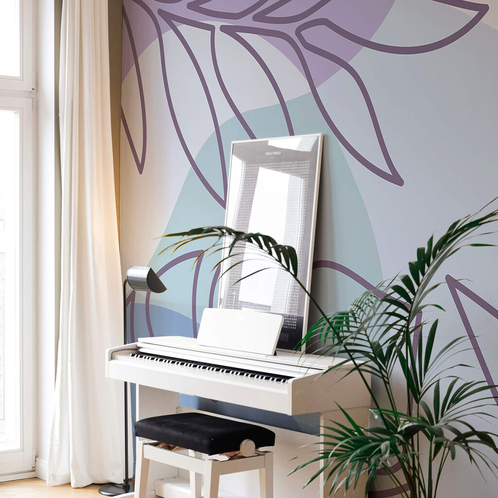 Linii verzi pe pastel într-un interior