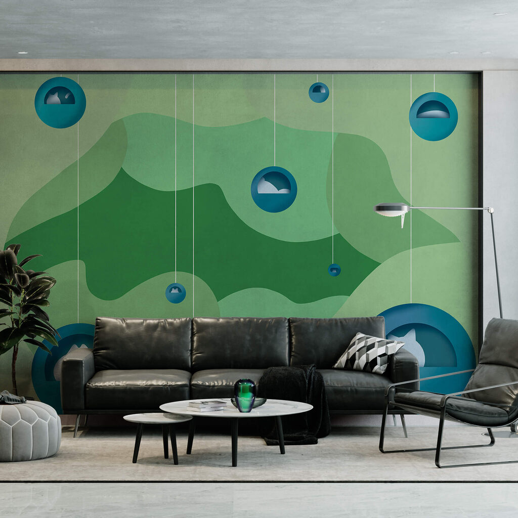 Bile strălucitoare pe verde — interior 1
