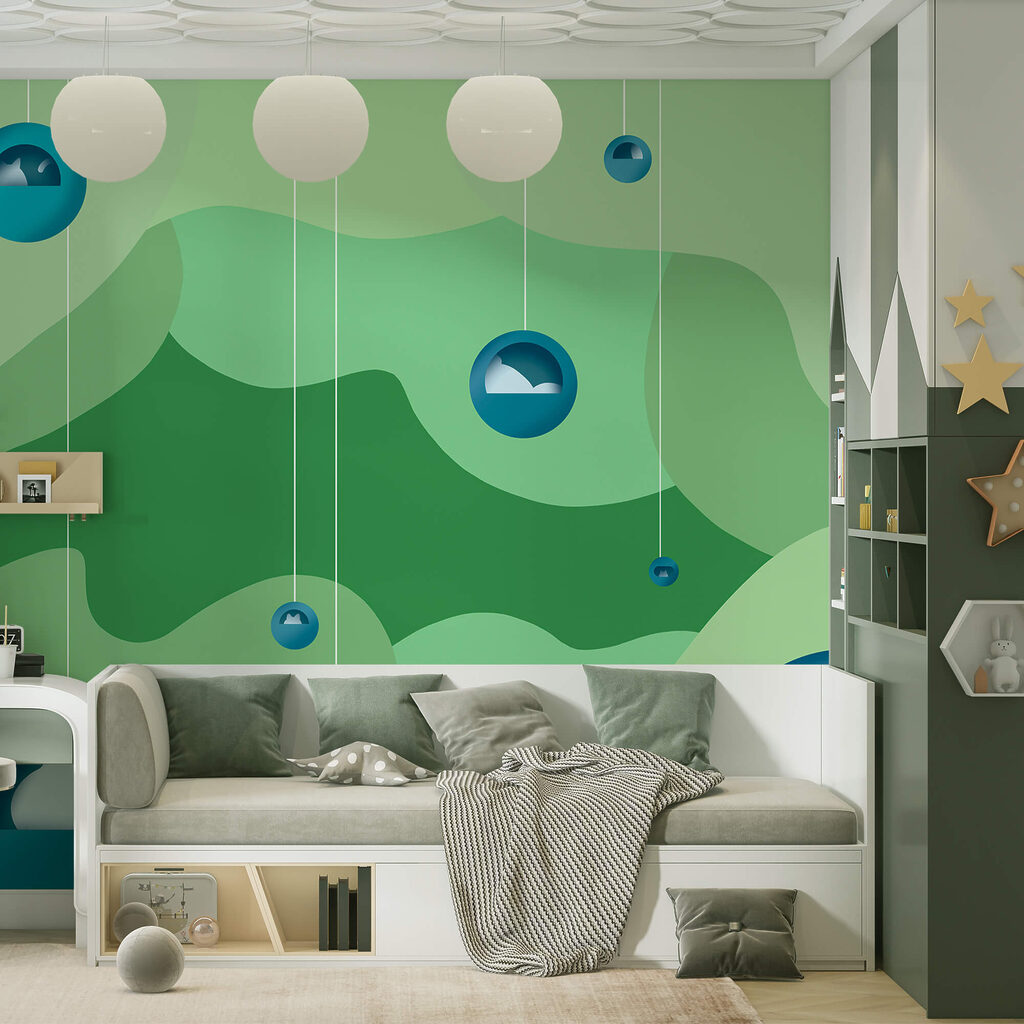 Bile strălucitoare pe verde — interior 2