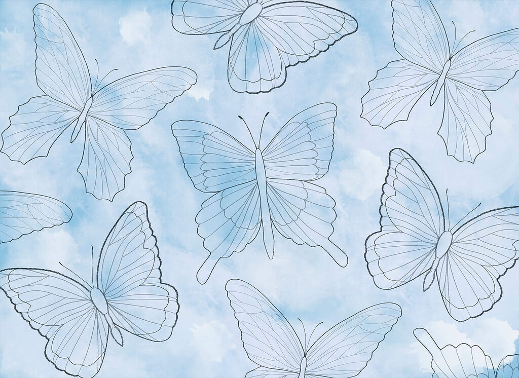 Fluturi în acuarelă — design complet