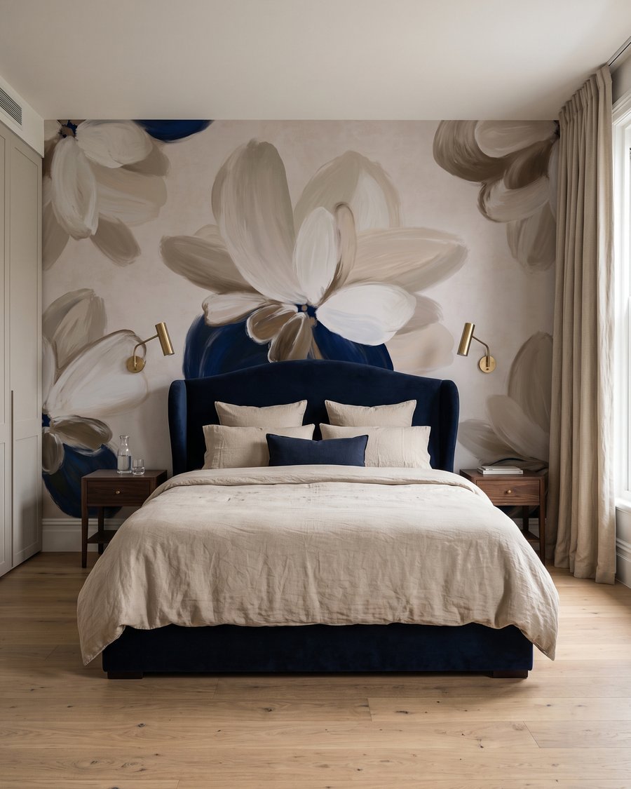 Petale deschise pe indigo — interior 2
