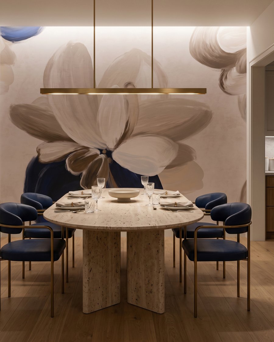 Petale deschise pe indigo — interior 5