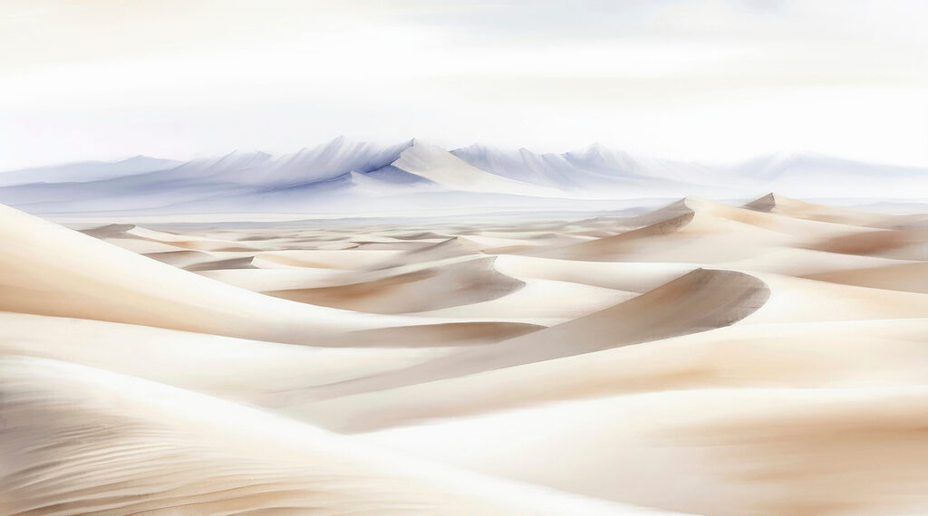 Dune palide și munți — design complet