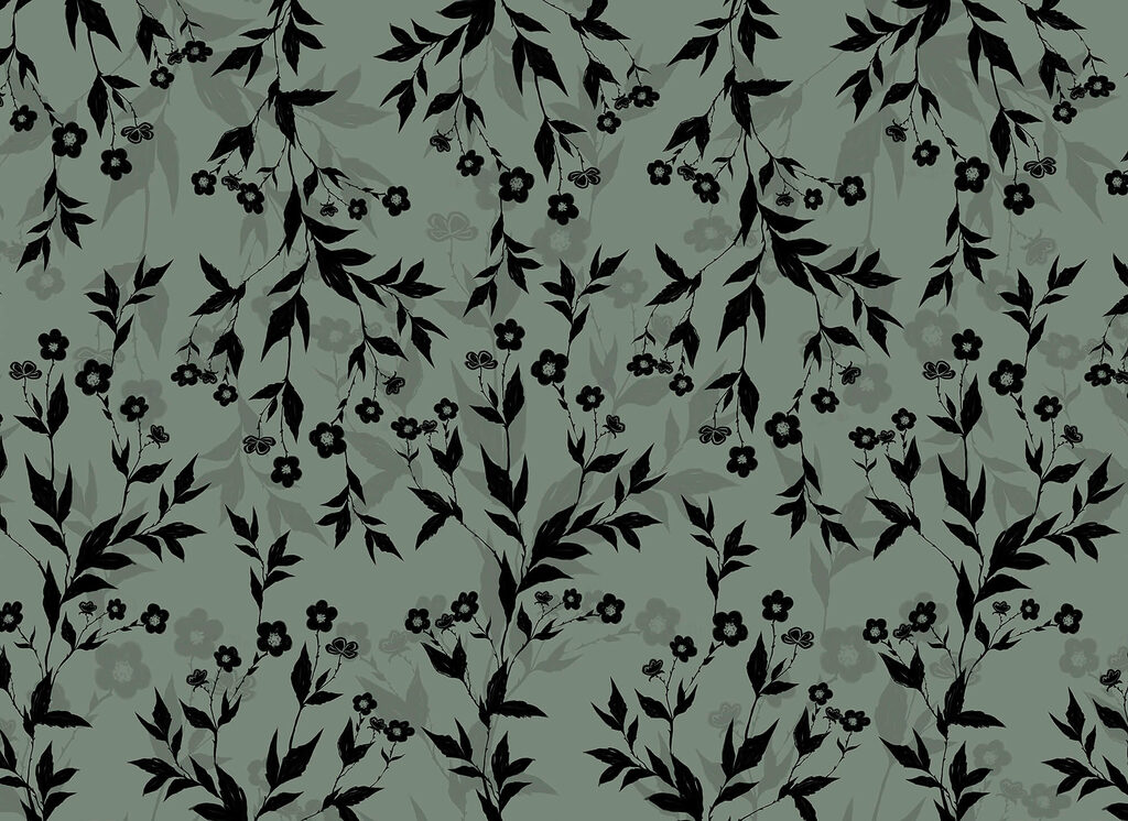 Ramuri negre cu flori — design complet