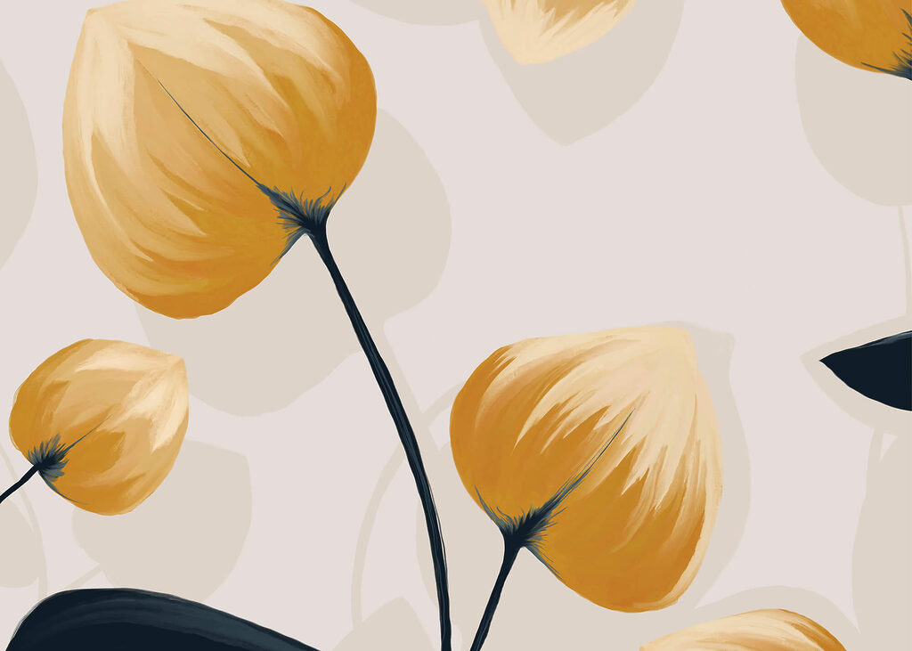 Flori galbene, tulpini negre — design complet