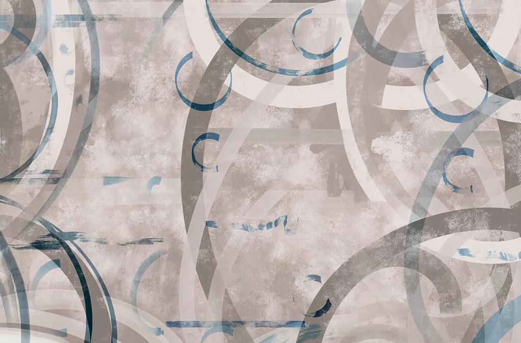 Arcuri albastre peste vopsea — design complet