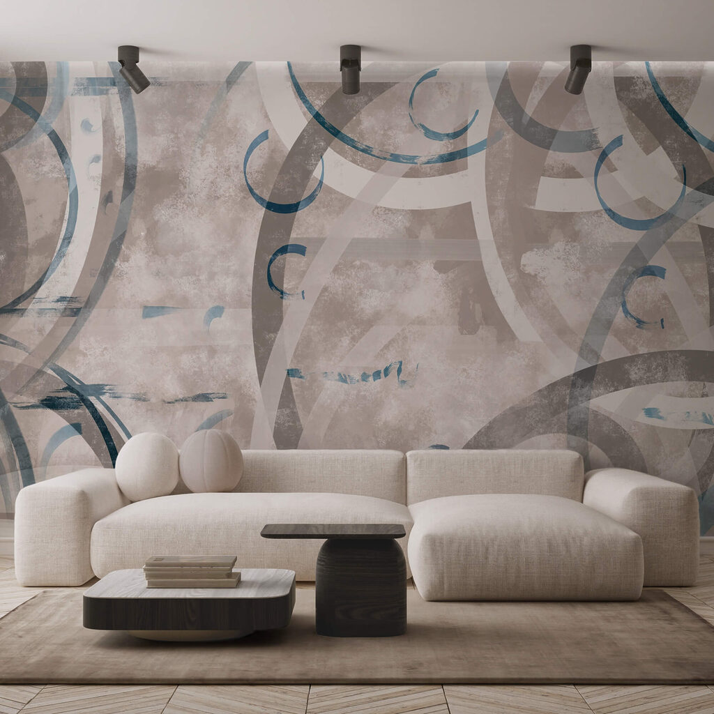 Arcuri albastre peste vopsea — interior 2