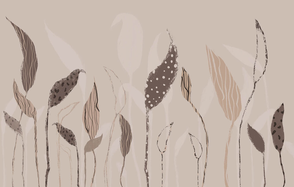 Frunze stilizate pe tulpini — design complet