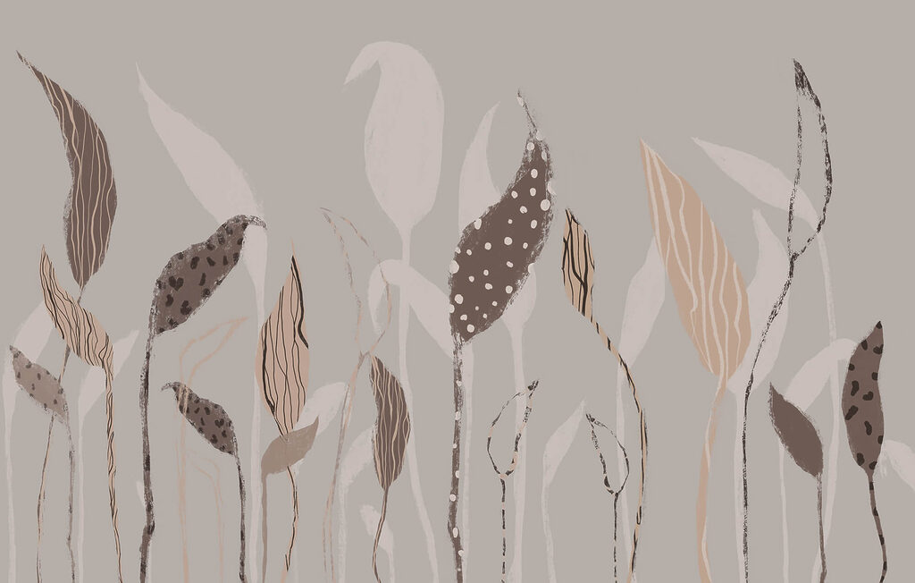 Frunze stilizate pe tulpini — design complet