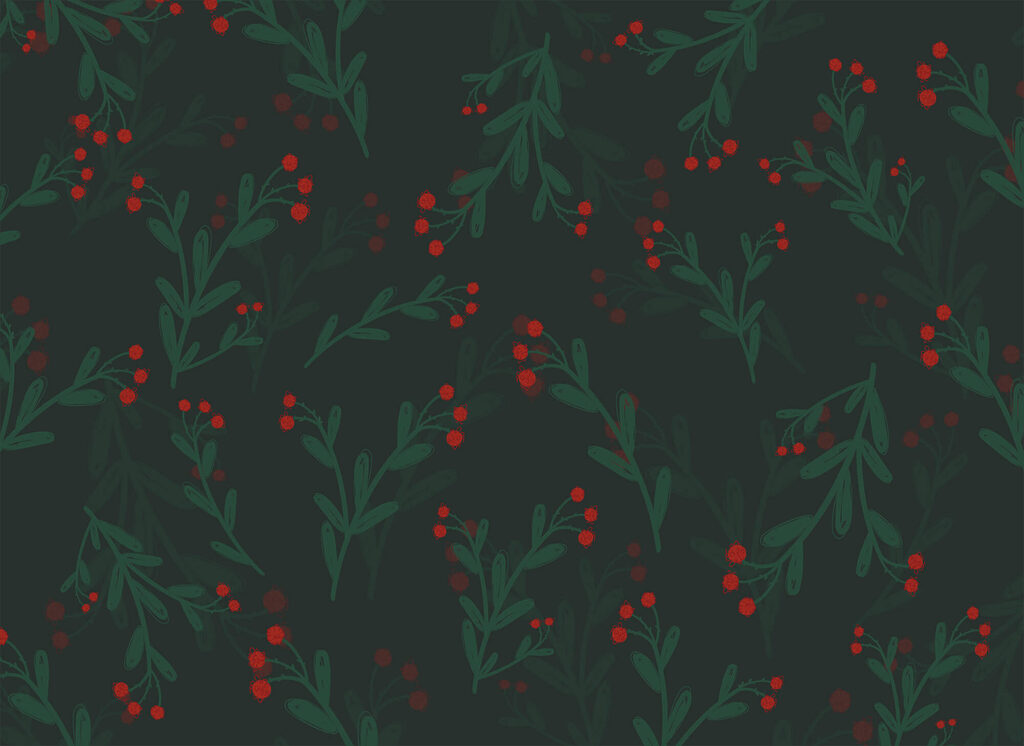 Boabe roșii pe verde — design complet