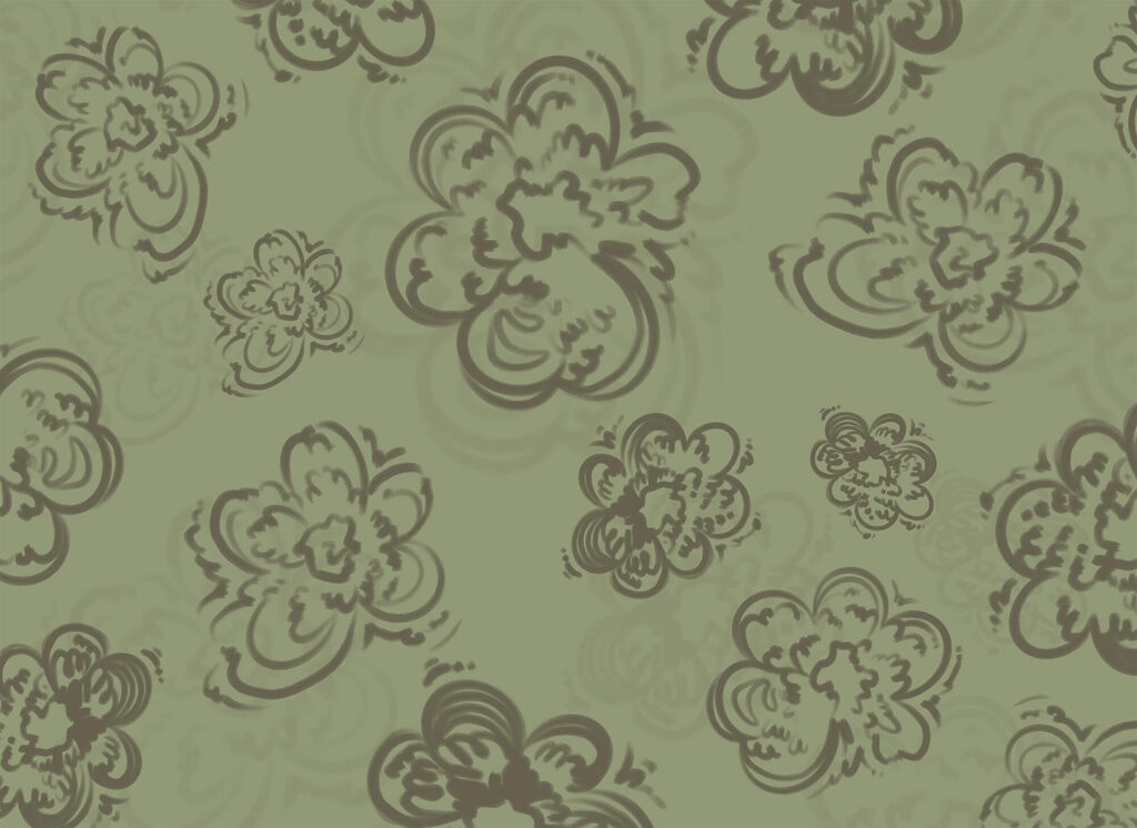 Flori ondulate pe verde-măsliniu — design complet
