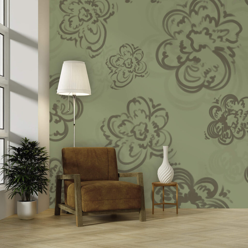 Flori ondulate pe verde-măsliniu — interior 3