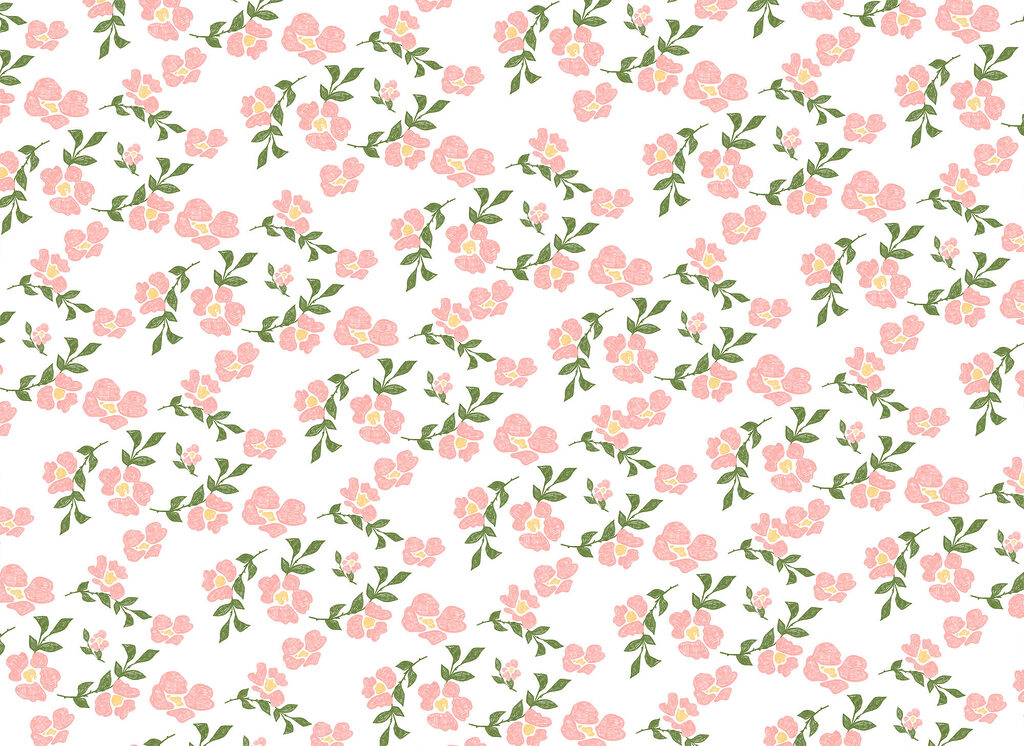 Flori roz între frunze — design complet