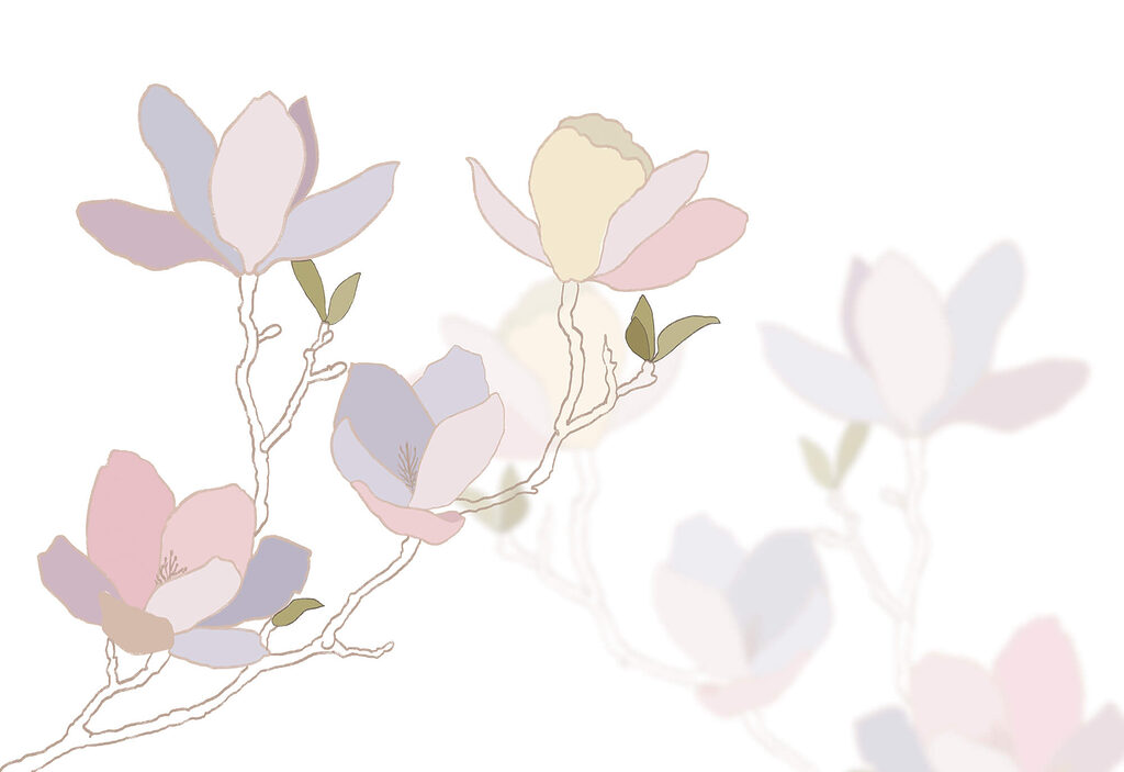 Magnolie în tonuri pastelate — design complet