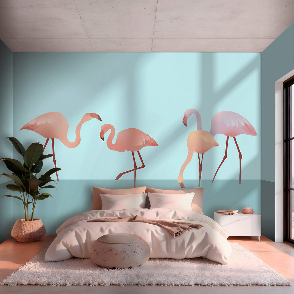 Flamingi pe turcoaz — interior 1