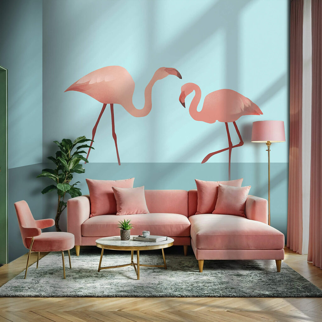 Flamingi pe turcoaz — interior 2