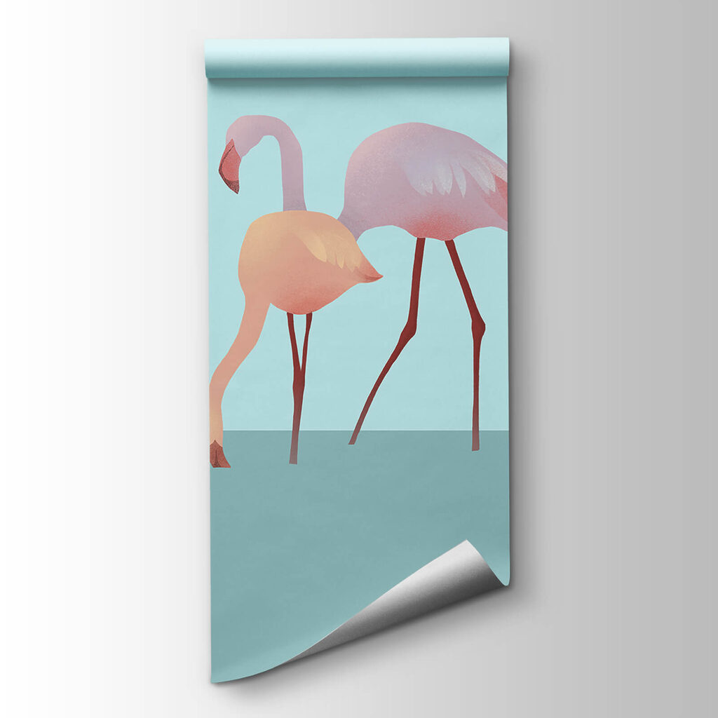 Flamingi pe turcoaz — vizualizare produs