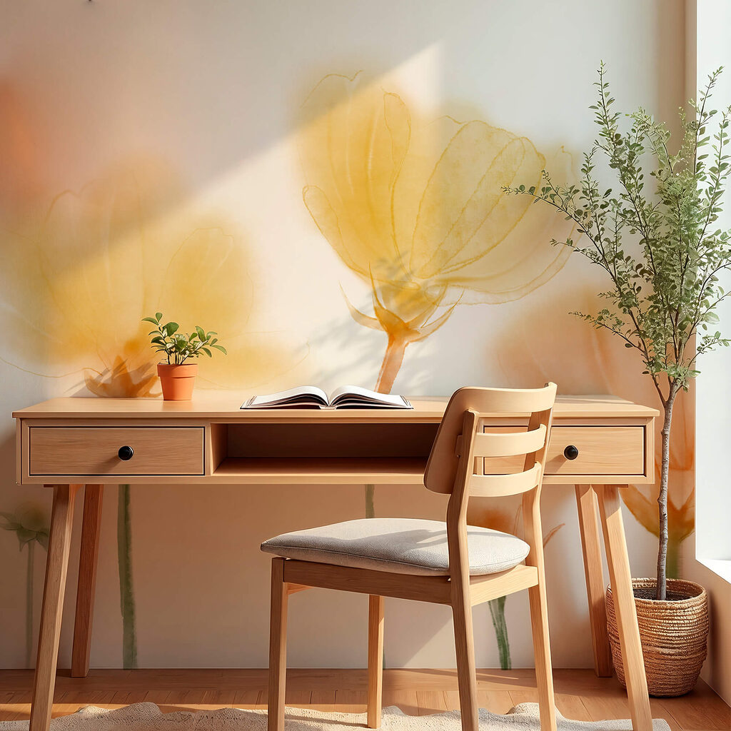 Flori galbene, fundal alb — interior 2