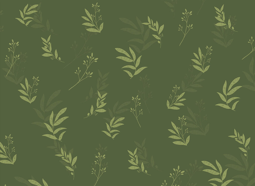Crenguțe pe verde închis — design complet