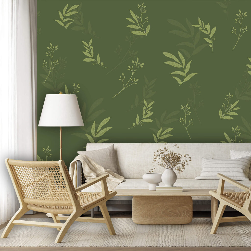 Crenguțe pe verde închis — interior 1