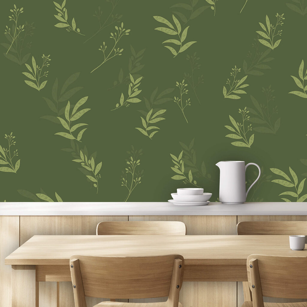 Crenguțe pe verde închis — interior 2
