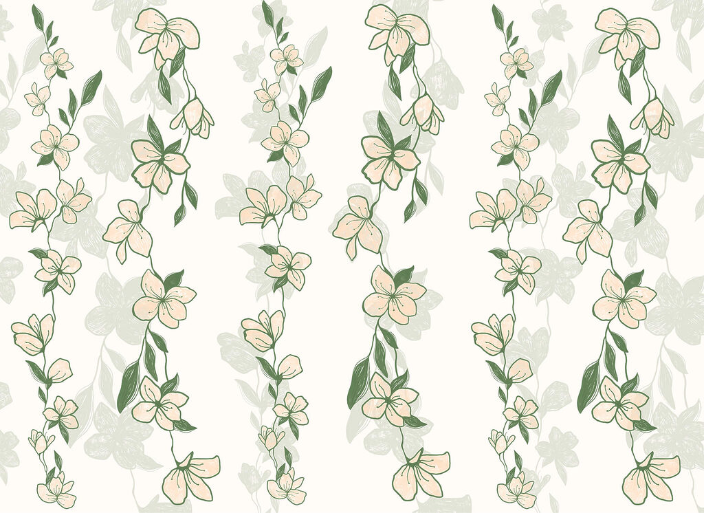 Flori albe pe diagonală — design complet