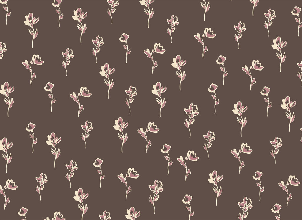 Crenguțe florale pe maro — design complet