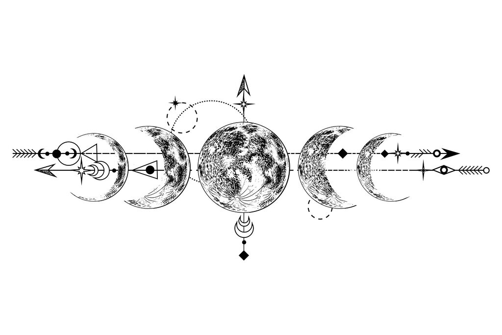 Faze lunare ornamentale — design complet