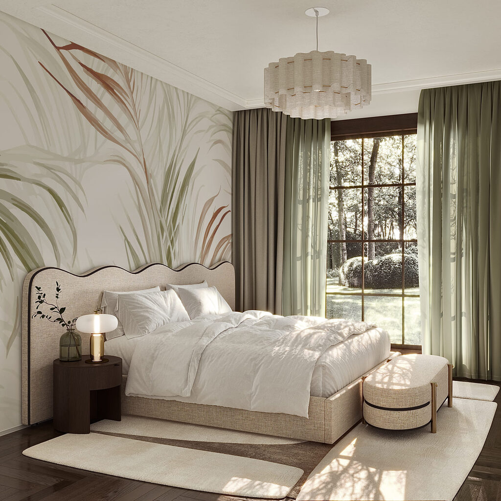 Palmieri verzi pe alb — interior 1