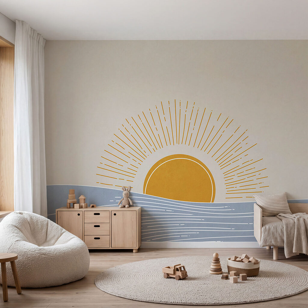 Soare deasupra valurilor într-un interior