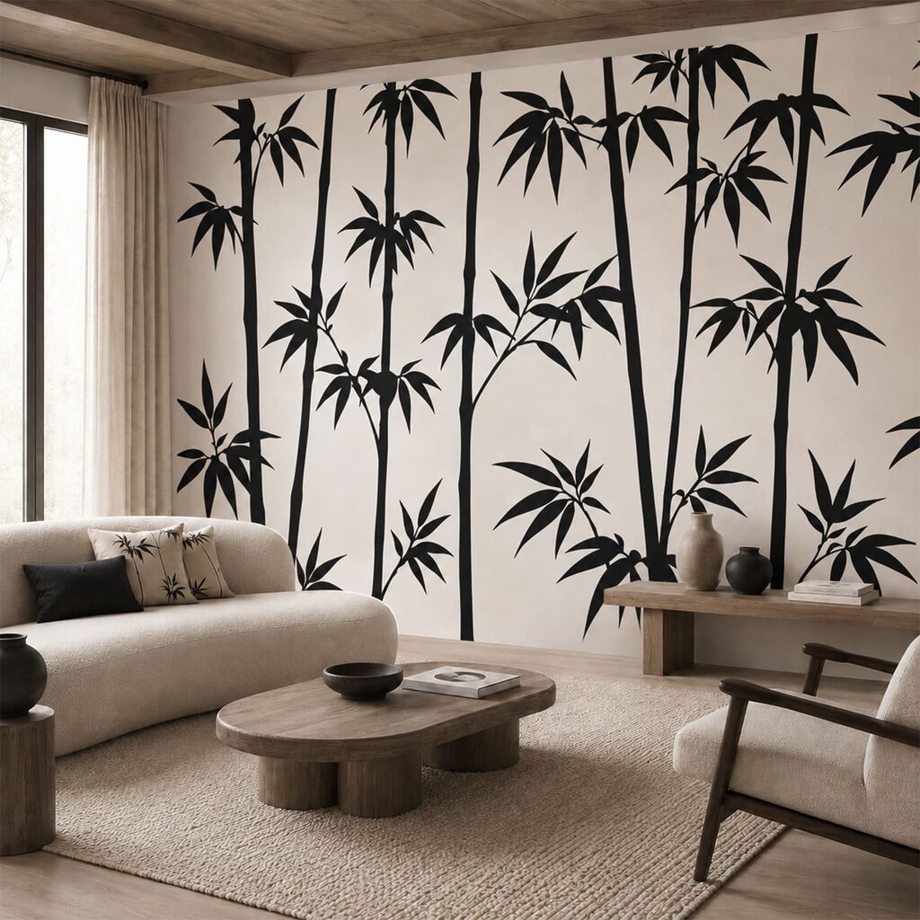 Bambus negru pe crem — interior 2