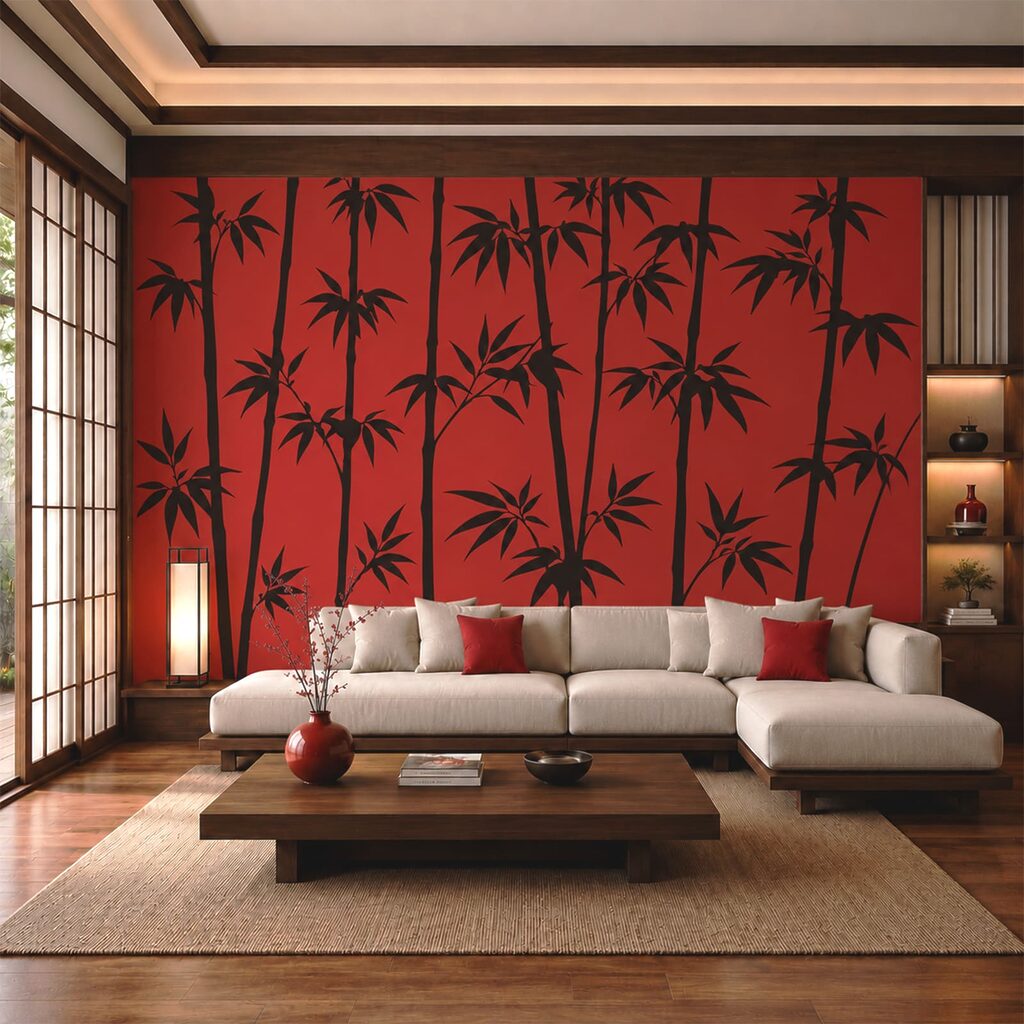 Bambus negru pe crem — interior 2