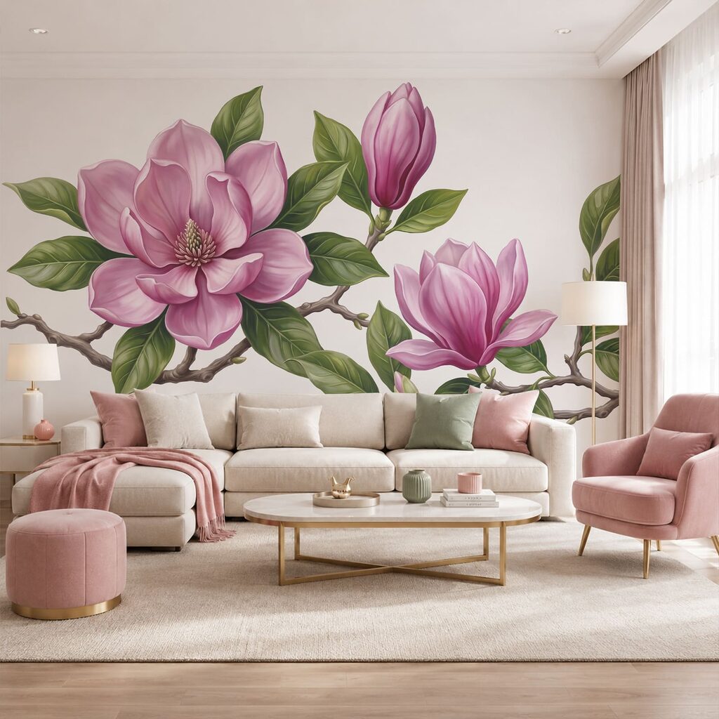 Magnolii roz pe ramuri — interior 1