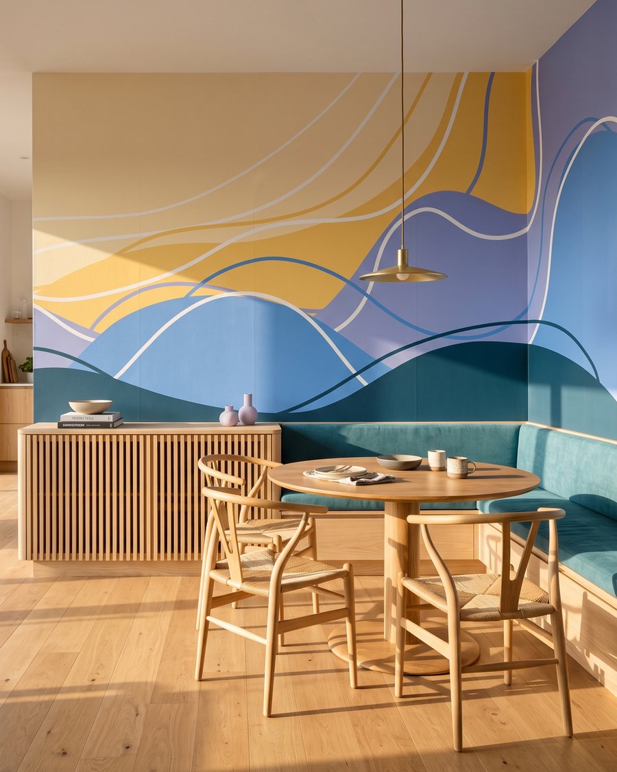 Valuri albastre sub galben — interior 2
