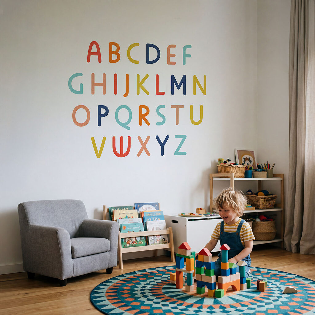 Alfabet colorat într-un interior